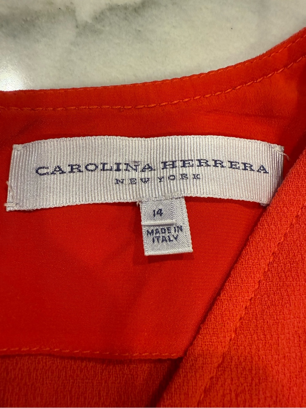 Carolina Herrera Dress Size 14 Red Wool V Neck Short Sleeve Italy - Picture 3 of 9